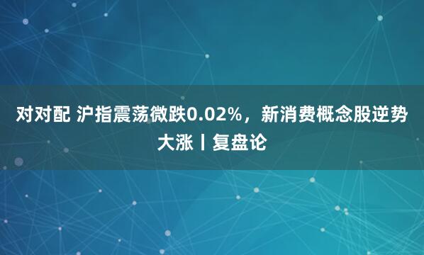 对对配 沪指震荡微跌0.02%，新消费概念股逆势大涨丨复盘论